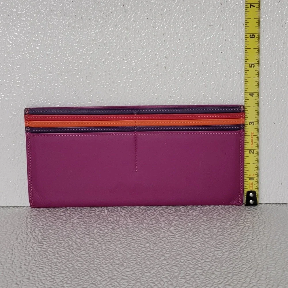 Mywalit Leather Card Sleeve Wallet Purple Orange Red 7.5